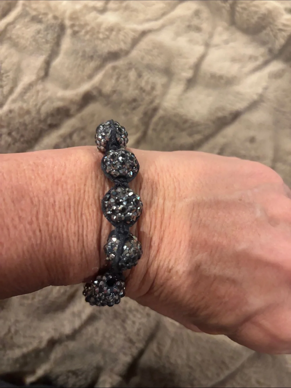 Adjustable Black Crystal Bead Bracelet